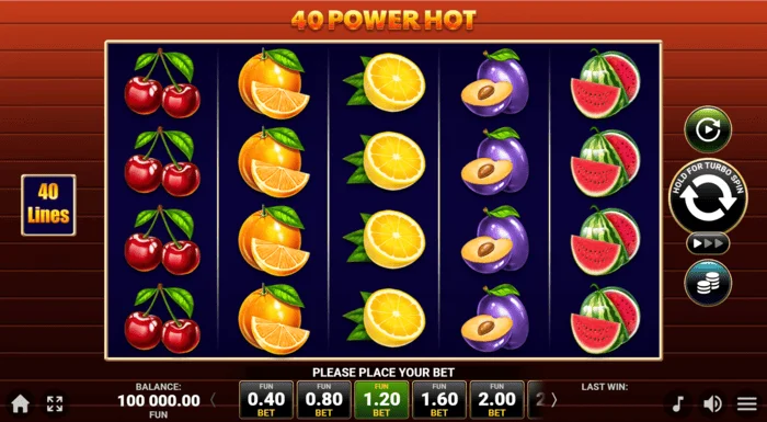 Ekran gry 40 Power Hot Coin Boost